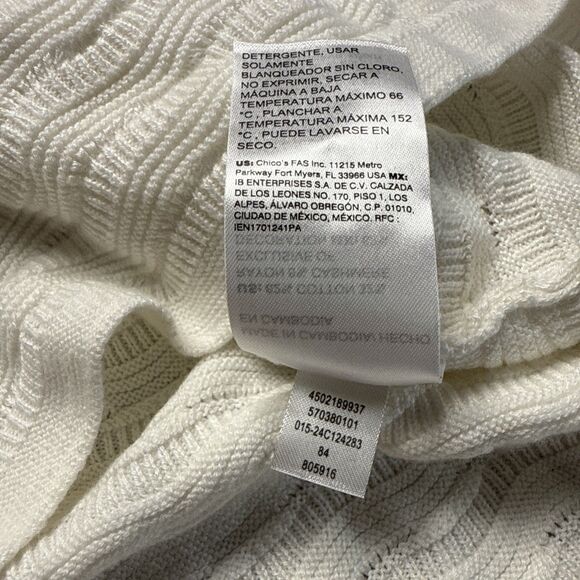 Chico’s Women’s Size 1 (Medium) Cream Textured Pullover Sweater – 3/4 Bell Sleev - Picture 8 of 11